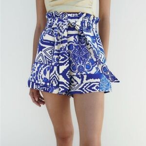 Zara Blue Patterned Women's Shorts